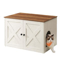 Feandrea Cat Litter Box Enclosure, Litter Box Furniture Hidden, Indoor Cat House, End Table, 27.6 x 19.7 x 19.7 Inches, Rustic White and Honey Brown UPCL022K02 - color: Honey Brown + Rustic White, size: M（27.6"L x 19.7"W x 19.7 "H）