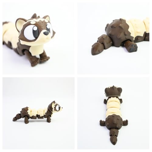3D Printed Ferret, 3D Printed Animals, Full Articulated Flexible Fidget Toys for Desk Décor - Brown - Small - 5.5Inch - color: Ferret-brown