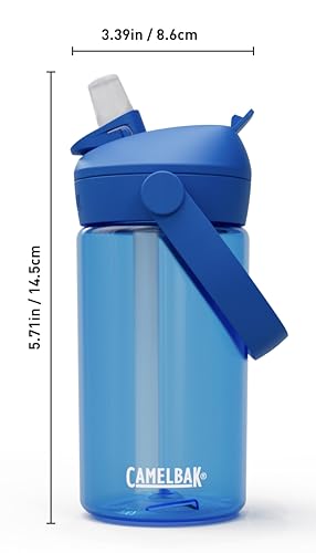 CamelBak Thrive Flip Straw Kids Water Bottle with Bite Valve, Tritan Renew Design for School and Travel, 14oz, True Blue - color: True Blue