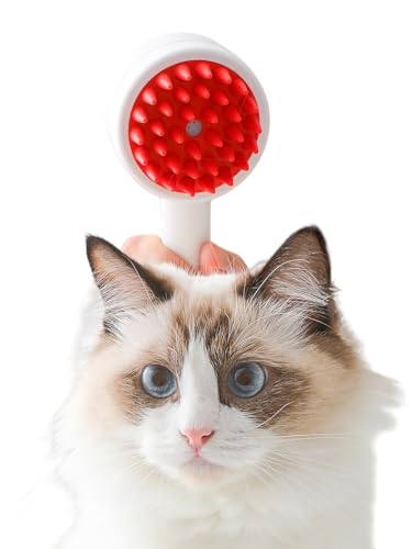 Pet Shampoo Brush Dispenser, Soft Silicone Dog Cat Bathing Scrubber, Massage Grooming Combs for Shedding, Washable Shower Tool for Puppies Kittens (Red) - color: Red