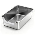 Stainless Steel Litter Box with High Sides,23.6" L X 15.7" W X 7.8" H,Extra Large Jumbo Cat Litter Box,XL Kitty Metal Liter Box for Indoor Big Cat,Non-sticky,Anti-Leakage(Entry on Short Side) - size: Entry on Short Side