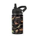 Dinosaur Water Bottle, Dinosaur Gifts, 12 oz Water Bottle with Straw | Stainless Steel Vacuum Insulated Bottle, Leakproof, Dinosaur Cup Gifts for for Boys - color: Dinosaur
