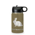 LaserGram Personalized 12oz Water Bottle, Rabbit (Camo Green) | Engraved Gift, Vacuum Insulated Stainless Steel, Flip-Top Straw Lid, Laser Engraved With Your Name - color: Camo Green, size: 12 Ounces