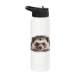 Hedgehog Cute Peeking Spiky Animal Lover Stainless Steel Insulated Water Bottle - color: White