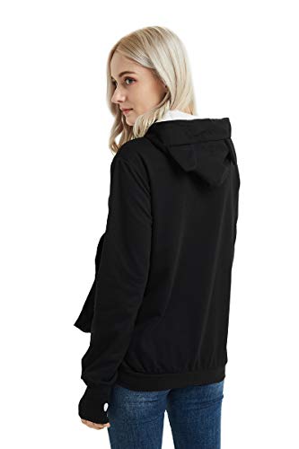 Womens Pet Carrier Sweater Dog Cat Pouch Hoodies Plus Size Tops - color: Black, size: 3X-Large