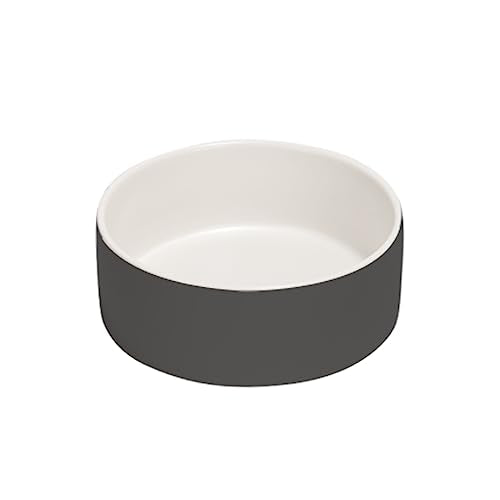 SPUNKYJUNKY 13.5OZ Ceramic Dog and Cat Bowl, Modern Cute Weighted Food Water Bowl for Replacement White-Grey (1 Pack) - color: White-grey, size: 1.7 CUPS