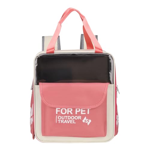Pet Backpack Carrier, Portable and Ventilated, Oxford Cloth, Dogs Cats and Small Animals Travel Bag 13.39" Up to 16.5 Lbs, (Pink), Intended for Hiking/Camping/Traveling - color: Pink, size: 13.39"