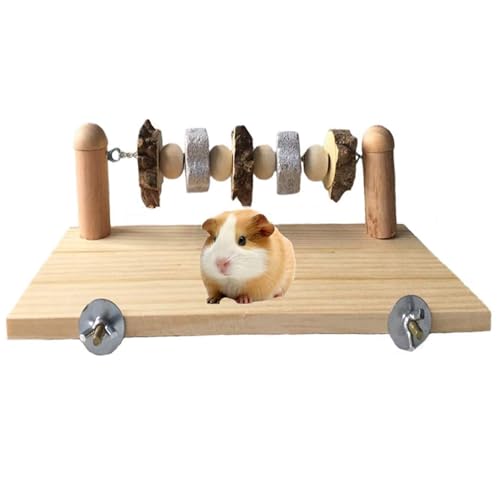 kathson Hamster Wood ledges Platform, Wooden Chinchilla Ledges Platform with Lava Ledge Blocks Chew Toys Pet Cage Resting Wooden Shelf Chinchilla Cage Accessories for Hamster Guinea-Pigs Mouse