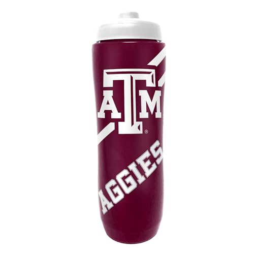 Party Animal NCAA Squeeze Bottle, 32 oz, Texas A&M Aggies | Slim, lightweight BPA-free sports water bottle with quick-flow squeeze; fits backpacks & cup holders for kids or adults - style: Texas A&M Aggies