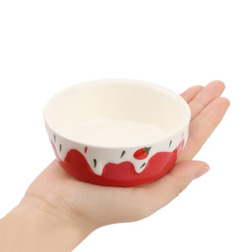 Wontee Hamster Food Bowl 2 Pack Ceramic Food Water Bowl Anti-Tipping for Dwarf Hamsters Gerbil Mice Hedgehog Guinea Pig (Red+Pink) - color: Red+Pink