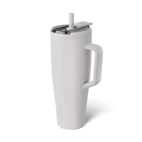 BrüMate Era Flip 40oz Tumbler with 100% Leakproof Covered Straw Lid | Hygienic Covered Straw | Insulated Stainless Steel Water Bottle with Handle | Cup Holder Friendly | BPA-Free (Dune) - color: Dune, size: 40 Ounces