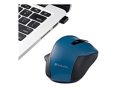 Verbatim 2.4G Wireless Ergonomic LED Silent Mouse - Noiseless and Silent Click Computer Mouse with Nano Receiver for Mac and PC - Graphite