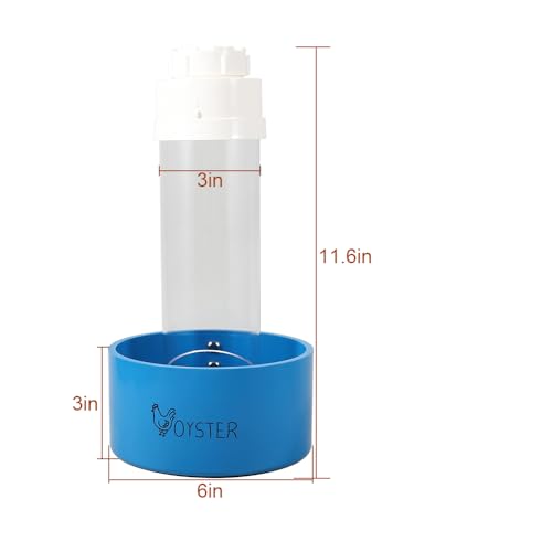 Kalekey 2 Pack Transparent PVC Chicken Feeder, Oyster Shell and Grit Feeder Hanging Ground Chicken Coop Feeder with Hanging Hook for Hens & Chicks (Blue) - color: Blue