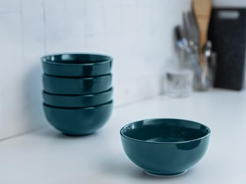KooK Soup Bowls, Cereal Bowl, Ceramic, Bowls for Kitchen, Microwave, Dishwasher and Freezer Safe, Porcelain Dishes for Pasta, Salad, Oatmeal, Deep Interior, 20 oz, Set of 6, (Teal) - color: Teal, 6 Pack