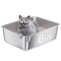 Stainless Steel Litter Box, Metal Cat Litter Box | Cat Litter box for Kitten, Kitty, Rabbit, 6" High Side Cats Litter box,No Smell, Non Stick, Easy to Clean - color: M-6" H