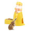 Litewoo 3 in 1 Hamster Water Bottle Small Animal Water Bottle with Food Container Base Hut Hanging Pet Automatic Feeding Drinking Dispenser for Dwarf Hamster Rats Mouse Gerbil Mice - color: Yellow, size: 80ml