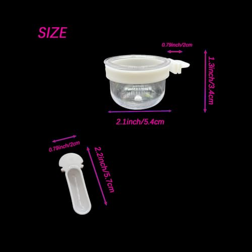 8 Pcs Small Bird Removable Transparent Bowl, Parrot Food Feeder with 8 Pcs Small Food Cups for Canary Finch Parrot Small Animal, White + Clear
