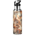 Cute Squirrel Water Bottle Kids Insulated Sports Vacuum Stainless Steel Mug with Straw Lid & Handle 20 oz - color: C330