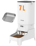 Automatic Dog Feeder with Elevated Stand - 7L Cat Food Dispenser with Large Food Tray, Timed Auto Cat Feeder for Dry Food, 6 Meals Per Day, No-Jam, Freshness Design, Detachable for Easy Clean