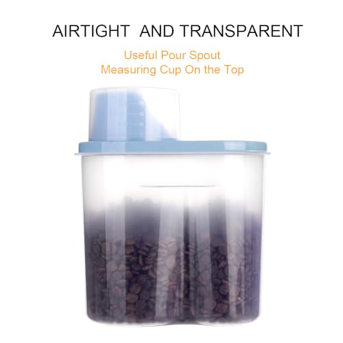2 Pack 2lb/2.5L Pet Food Storage Container with Measuring Cup, Can Covers and Bowl for Small Dog, Cat, Waterproof-BPA Free (Blue 1.8L) - color: Blue 1.8L