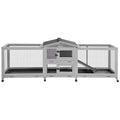 Aivituvin Rabbit Hutch 93.7" Large Rabbit Cage Indoor Outdoor Guinea Pig Cage Chicken Coop on Wheels Bunny Cage with 4 Deep No Leakage Pull Out Tray,Waterproof Roof - color: Light Grey