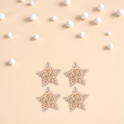 4 Pcs Natural Wicker Rattan Balls Rabbit Chew Toys - Heart-Shaped Bunny Molar Chew Toys for Hamsters, Small Animals, Chinchillas, Tooth Grinding, Pet Activity Toys, Dry Flower Balls for Wedding Decor