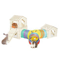 Extra Large Sturdy Rabbit Hideout with 3 Way Tunnels, Wooden Bunny Castle with Stairs, Rabbit Hideout Castle Tower Toys for Indoor Outdoor Play - color: -Natural -01