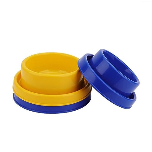 Ants Away Dog Bowl Cat Puppy Food Bowls Round No Spill Yellow S | Ant proof, safe food-grade plastic, anti-slide bottom, ant-block moat barrier, standard feeding size for Cats and Puppies - color: Yellow, size: Small