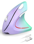 TECKNET Wireless Ergonomic Mouse, Rechargeable Wireless Vertical Mouse | Rechargeable, 2.4GHz USB Receiver, Silent Click, 6 Adjustable DPI up to 4800, 6 Buttons for Laptop, PC, Green and Purple - color: Green and Purple