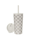 Simple Modern Iced Coffee Tumbler, Insulated | 20oz | Checkered | Reusable Stainless Steel Cup, Travel Mug, Water Bottle with Straw | Cupholder Friendly & Spill Resistant, Checkmate - color: Pattern: Checkmate, size: 20 Ounces
