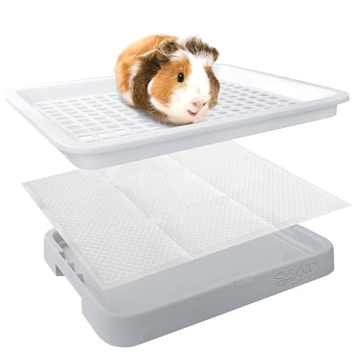 Generic Guinea Pig Toilet, Small Animal Potty Trainer Corner, Square Rat Litter Bedding Box with Small Broom, Dustpan, Small Pet Litter Toilet for Guinea Pigs, Chinchilla, Ferret,Galesaur…