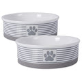 Bone Dry Paw & Patch Ceramic Pet Collection, Large Set, 7.5x2.4", Gray, 2 Piece - color: Gray, size: Large Bowl Set, 7.5x2.4"