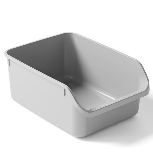 Rabbit Litter Box with Low Entry, High Back Splash Guard for Guinea Pigs, Hamsters, Hedgehogs, Chinchillas & Small Animals, Easy Clean Potty Training Pan for Cage (Grey) - color: Grey