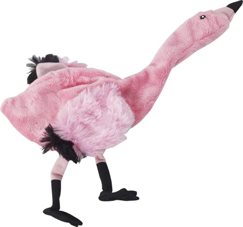 SPOT Skinneeez Flamingo 13 Inch Stuffing-Free Plush Squeaky Dog Toy – Soft Interactive Chew Toy for Small and Medium Dogs – Mess-Free Play for Light & Moderate Chewers - style: Mini Flamingo