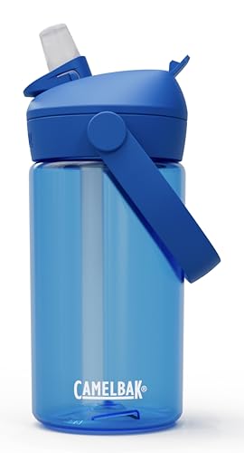 CamelBak Thrive Flip Straw Kids Water Bottle with Bite Valve, Tritan Renew Design for School and Travel, 14oz, True Blue - color: True Blue