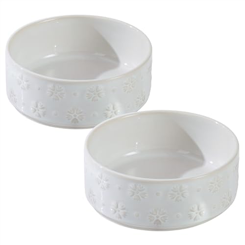 Havniva Dog Bowls Ceramic, Dog Food and Water Bowl Set | 5.1inch Dog Food Bowl, Dog Water Bowl, Food-Grade Ceramic Non-Slip Rubber Base, Dishwasher Safe, 2 Pack, Small Dogs, Puppy - color: 2 Bowls-Arctic White, size: 1.6CUPS
