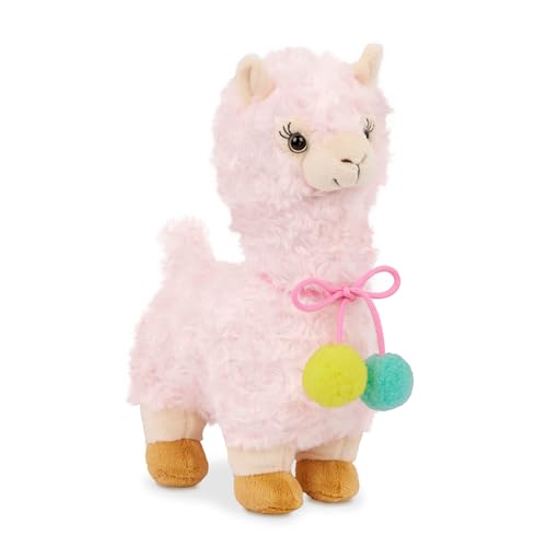 Pucci Pups Plush Llama Pet with Striped Carrier Bag, Comb & Bottle | 4-piece plush pet set with 1 llama, 1 striped carrier bag, 1 bottle, and 1 comb for pretend care and take-along, 2+ Years - style: Llama - Stripe Bag