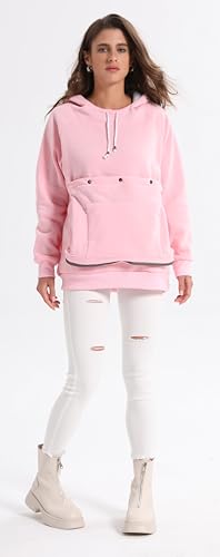Pet Cat Dog Pouch Hoodie Small Animal Carrier – Kitten Puppy Pouch Sweatshirt Holder Fleece Unisex Hoodies Pink - color: Pink, size: Large