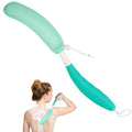 Back Scrubber for Shower,15.35" Long Handle Shower Brush for Body | Back Brush for Shower for Men Women, Long Handled Bath Sponge for Deep Clean,Exfoliating,Anti-Slip Curve Handled - size: Green-Green