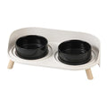 Raised Cat Food and Water Bowl Set - Elevated Ceramic Dishes with Non-Slip Stand and Splash Guard for Small Dogs - 2 x 320 ML (4.9 OZ) - Black - color: Black, size: Small