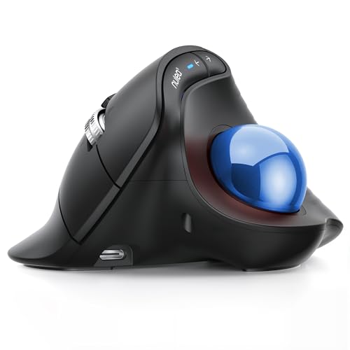 Nulea Wireless Trackball Mouse Ergonomic Vertical Design Thumb Control | Rechargeable mouse with quiet clicks,4 DPI levels,3 device Bluetooth & USB receiver,smooth tracking,compatible with PC-Blue - color: B-Blue