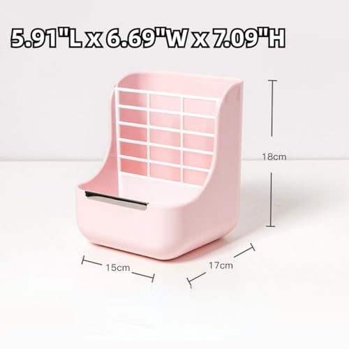 Rabbit Hay Feeder Guinea Pig Feeder, 2 in 1 Automatic Small Animal Food Bowl Feeding Cage Accessories 5.91''L x 6.69''W x 7.09''H (White) - color: White