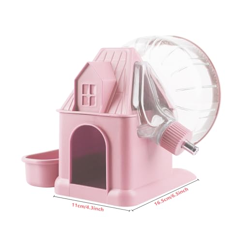 4 in 1 Silent Large Hamster Wheel Multifunctional Hamster Running Wheel Quite Running Spinner Wheel Accessories with Food Bowl Water Bottle for Hamsters Dwarf Gerbil (Pink) - color: Pink