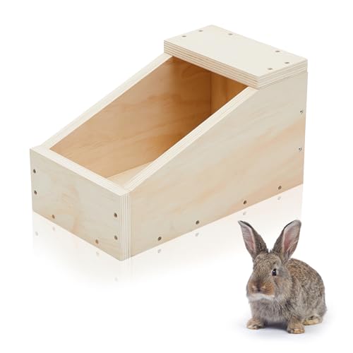 1 Pack Wood Rabbit Nesting Box, 14x8x8 Inch Wooden Hutch Hideout for Breeding, Natural Burrow Den Alternative for Rabbits & Small Animals - size: 14x8x8 Inch