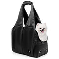 Dog Purse Carrier for Small Dogs, Cats, and Puppies – Soft-Sided Travel Pet Tote Bag with 4 Large Pockets, Foldable, Lightweight, Fits Pets up to 15 lbs, for Travel, Outings (Black) - color: Black