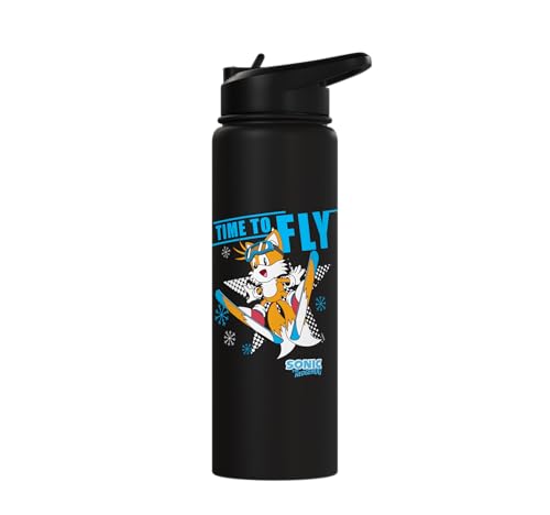 Sonic the Hedgehog - Ski Flying Tails Stainless Steel Insulated Water Bottle - color: Black
