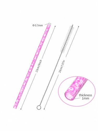 10 Pcs Reusable Leopard Straws Hard Plastic Drinking Straw with Cleaning Brush Leopard Print Animal Drinking Straw Statement Cheetah Animal Straws for Party(Pink) - color: Pink