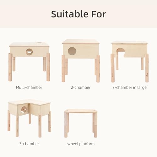Niteangel Set of Beech Stilts for Elevating & Safely Setting Niteangel Multi-Chamber Series Maze House or Hamster Wheel Platform (Set of 5 Extended Stilts (5.1'' H)) - size: Set of 5 Extended Stilts (5.1'' H)