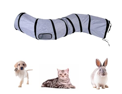 iCAGY Cat Tunnel Toys for Indoor Cats Kittens Rabbits, Pet Toy Play Tunnels | Interactive Crinkle Pop Up Tunnel Toys, Relieve Cat Boredom, Dark Grey 47" Shape S - color: Dark Grey