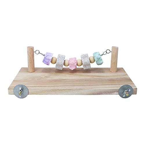 Wontee Wooden Stand Platform with Grinding Toys Bird Perch Stand for Parakeets Cockatiels Conures Rats Gerbils Chinchillas Squirrels